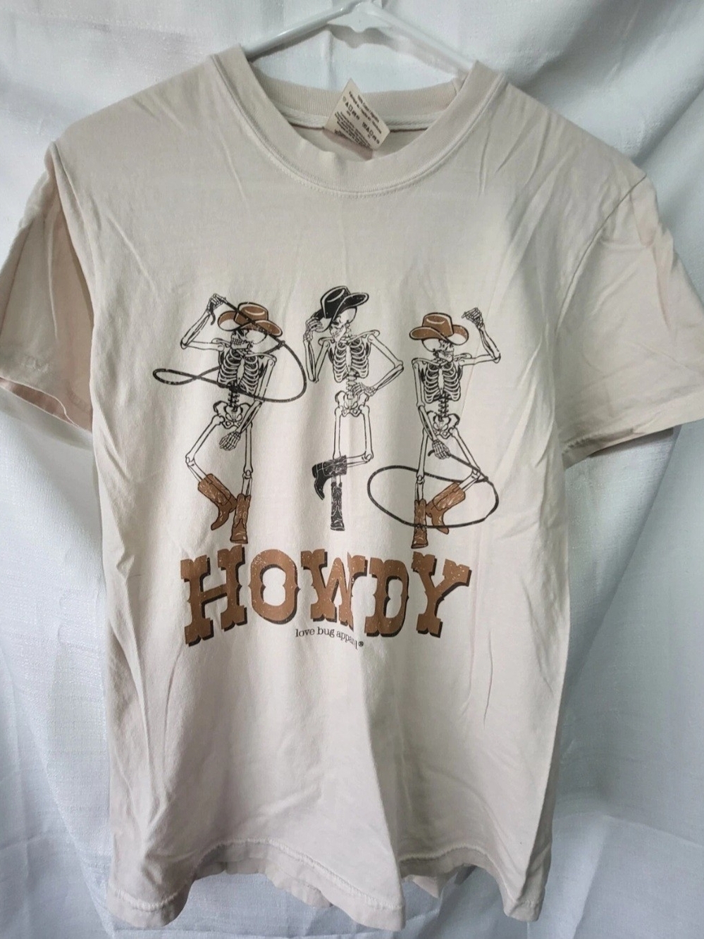 Comfort Colors Cotton T-Shirt Skeleton Cowboy Lasso Boots Love Bug Apparel Small